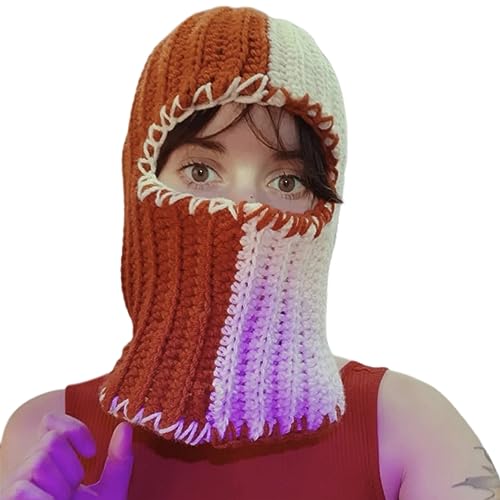 LfrXtra Mütze, Halloween-Strickmütze, Farbblöcke, Specter, Party, Urlaub, Winter, warme Mütze, Ganzkopf-Spekter-Thema für Teenager von LfrXtra
