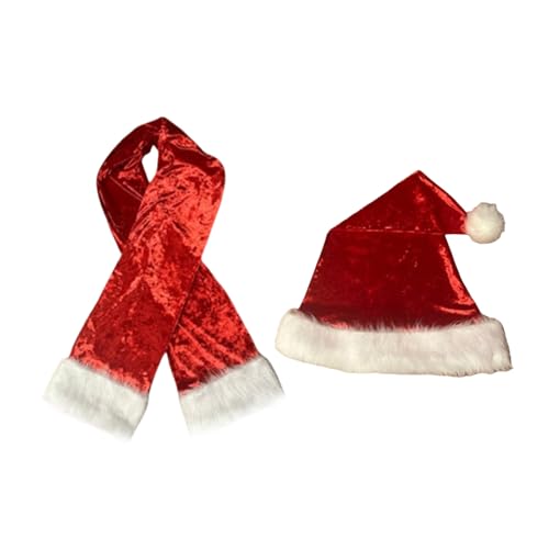 LfrXtra Mütze, Weihnachtsmannmützen und Schal, Uni, Winter-Samtmütze, weicher und warmer Schal für Feste, Feiern LfrXtra Mütze, Weihnachtsmannmützen und Schal, Uni, Winter-Samtmütze, weicher und warmer Schal für Feste, Feiern von LfrXtra