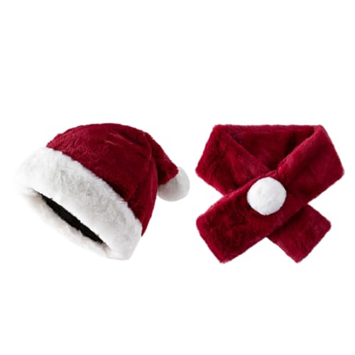 LfrXtra Mütze, warmer Weihnachtsschal, dicker Plüsch-Kopfschmuck, weiße pelzige Krempe, für Weihnachtsfeiern, Cosplay-Zubehör LfrXtra Mütze, warmer Weihnachtsschal, dicker Plüsch-Kopfschmuck, weiße pelzige Krempe, für Weihnachtsfeiern, Cosplay-Zubehör von LfrXtra