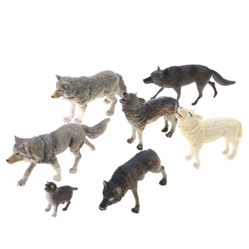 LfrXtra Wolf Spielzeugfiguren Wolf Animalfiguren Dschungel Tiermodell Simulation Realistische Wolfsspielzeug Für Jungen Und Mädchen Wolf Model von LfrXtra