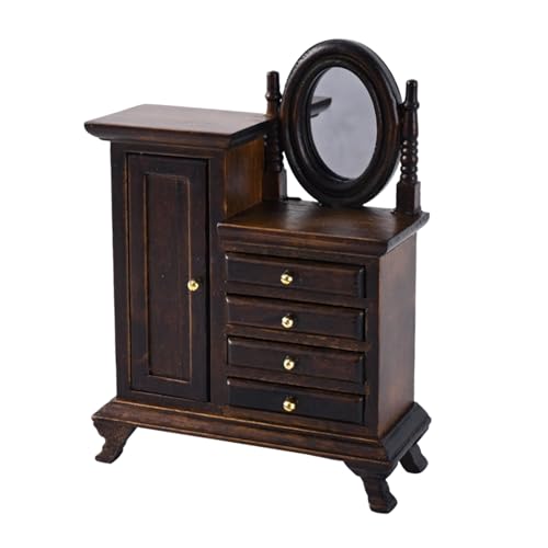 Vintage Schminktisch mit Schubladen Schrank Holz Miniaturmöbel geeignet für Puppenhaus Schlafzimmer Zubehör Vintage Schminktisch mit Schubladen Schrank Holz Miniaturmöbel geeignet für Puppenhaus Schlafzimmer Zubehör von LfrXtra
