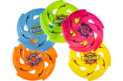 Lg Import 4 x Frisbee Flying Disc 24cm 5 Neon Farben gezahnt Fliegende Scheibe Wurfscheibe von Lg Import