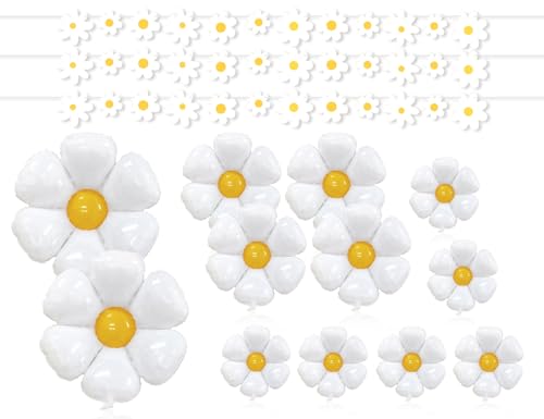Lhbwhiz 15 Stück Gänseblümchen Deko Set,Blumen Luftballons,Folienballon,Riesenblumen ballons,Geburtstagsdeko Banner,modellierballons,für Party Baby Dusche Hochzeit Geburtstag Shower Dekoration(Weiße) Lhbwhiz 15 Stück Gänseblümchen Deko Set,Blumen Luftballons,Folienballon,Riesenblumen ballons,Geburtstagsdeko Banner,modellierballons,für Party Baby Dusche Hochzeit Geburtstag Shower Dekoration(Weiße) von Lhbwhiz