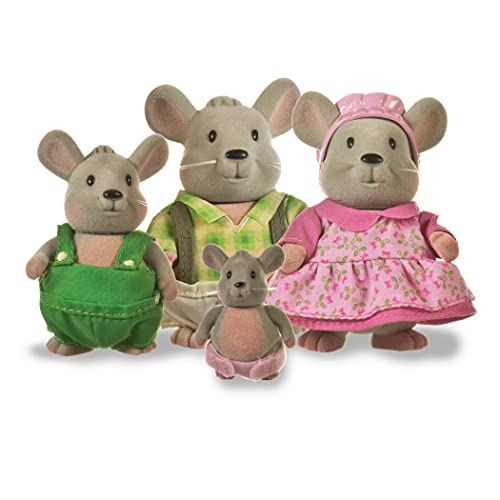 Li’l Woodzeez Figuren Mäuse Tierfamilie Handydandy – 4 weiche Tierfiguren mit Bilderbuch auf Englisch – Tiere im Set, Spielzeug für Kinder ab 3 Jahren von Li'l Woodzeez