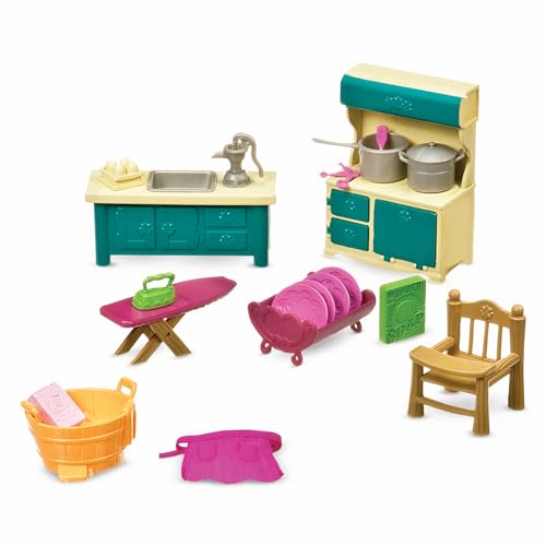 Li’l Woodzeez 21-teilig Küche und Haushalt Zubehör Set – Herd, Spüle, Bügelbrett und mehr – Tierfiguren Accessoire Spielzeug für Kinder ab 3 Jahren von Li'l Woodzeez