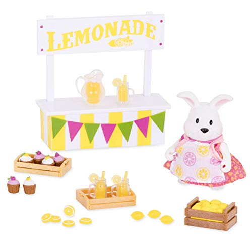 Li’l Woodzeez 25-teilig Hase mit Limonadenstand weiche Tierfigur und Zubehör – Tiere im Set, Zitronen, Cupcakes, Kleidung – Spielzeug für Kinder ab 3 Jahren von Li'l Woodzeez