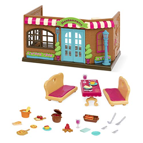 Li’l Woodzeez 31-teiliges Italienisches Restaurant Set mit Zubehör – Möbel, Essen, Dekoration, Geschirr und mehr – Spielzeug für Kinder ab 3 Jahren von Li'l Woodzeez