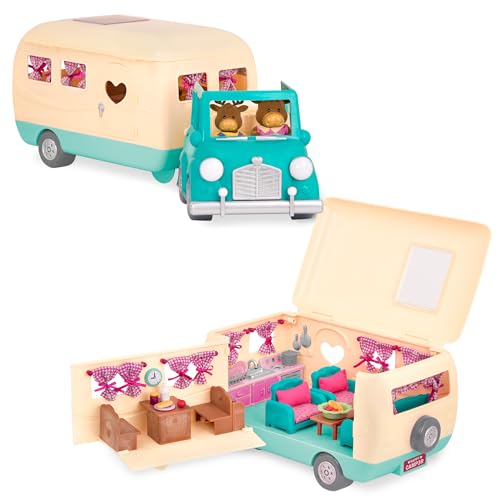 Li’l Woodzeez 40-teiliges Auto und Wohnmobil Set mit Zubehör – Möbel, Koffer, Essen, Geschirr und mehr – Spielzeug für Kinder ab 3 Jahren von Li'l Woodzeez