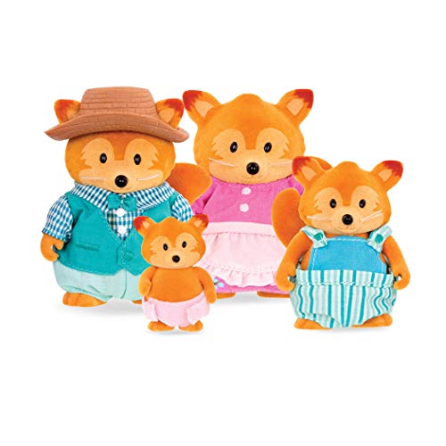 Li’l Woodzeez Fuchs Tierfamilie Tippytail – 4 weiche Tierfiguren mit Bilderbuch auf Englisch – Spielzeug Tiere Set (5 Teile) Spielzeug für Kinder ab 3 Jahren von Li'l Woodzeez