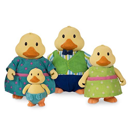 Li’l Woodzeez Enten Tierfamilie Quickquack – 4 weiche Tierfiguren mit Bilderbuch auf Englisch – Spielzeug Tiere Set (5 Teile) Spielzeug für Kinder ab 3 Jahren von Li'l Woodzeez