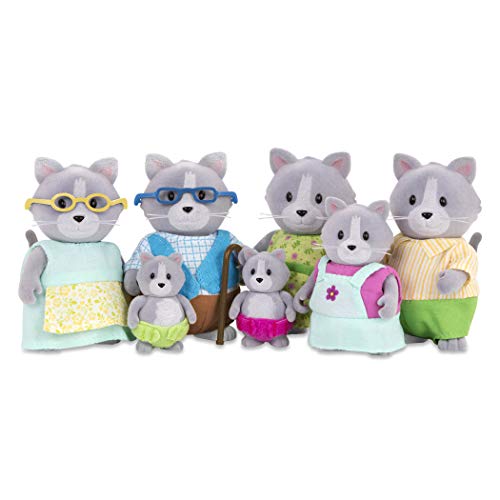 Li’l Woodzeez Katzen Tierfamilie Daintypaw – 7 weiche Tierfiguren mit Großeltern – Spielzeug Tiere Set (7 Teile) Spielzeug für Kinder ab drei Jahren von Li'l Woodzeez