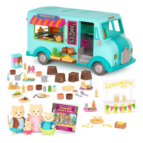 Li’l Woodzeez WZ6783Z Food Truck & Accessories – Cat Family of Figurines – Storybook Included – Kids 3 Years + – Honeysuckle Sweets & Treats – Deluxe, Multi von Li'l Woodzeez