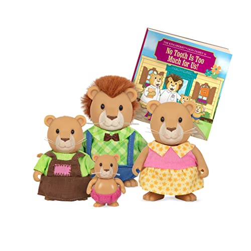 Li’l Woodzeez – 4 Tierfiguren – Tiere Spielzeug – Sammelfiguren mit Bilderbuch – Spielzeuglöwen-Set für Kinder – ab 3 Jahren – Kingsberry Löwen von Li'l Woodzeez
