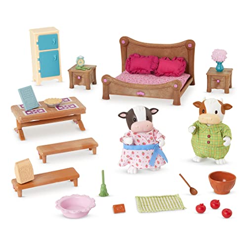Li’l Woodzeez – 2 Tierfiguren – Tiere Spielzeug – Sammelfiguren mit Puppenhaus Möbel Set – Bett, Esstisch & Zubehör – Für Kinder ab 3 Jahren – Deluxe Schlafzimmer & Esszimmer von Li'l Woodzeez