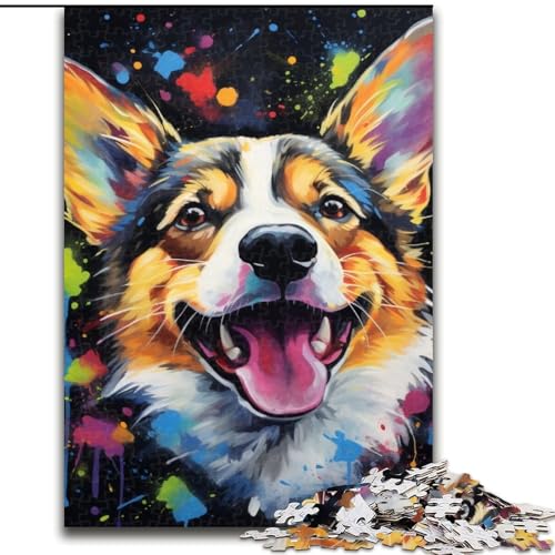 1000-teiliges Corgi-Puzzle aus Holz, interaktives Familienspiel, geeignet für Kinder ab 14 Jahren, 50x75cm, Weihnachten oder Geburtstage von LiJianXXE
