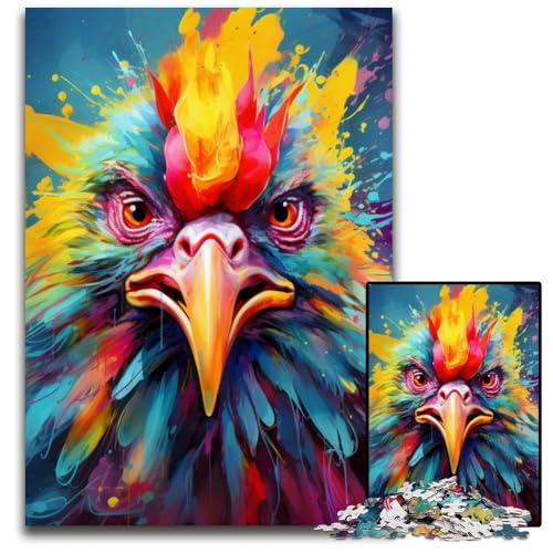 1000-teiliges Puzzle, Hahn-Puzzle aus Karton für Erwachsene, pädagogisches Denkspiel, künstlerische Heim- und Bürodekoration, ab 14 Jahren, 26x38cm/10,23x14,96 Zoll 1000-teiliges Puzzle, Hahn-Puzzle aus Karton für Erwachsene, pädagogisches Denkspiel, künstlerische Heim- und Bürodekoration, ab 14 Jahren, 26x38cm/10,23x14,96 Zoll von LiJianXXE