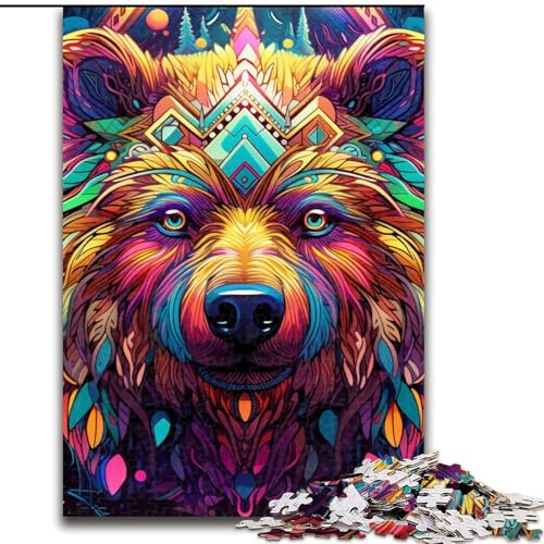 1000-teiliges Puzzle, Kunst, Tier, Bär, Puzzle aus Holz, Geschenk zur Gehirnherausforderung, pädagogische Aktivität für Teenager, 1000 Teile(50x75cm) von LiJianXXE