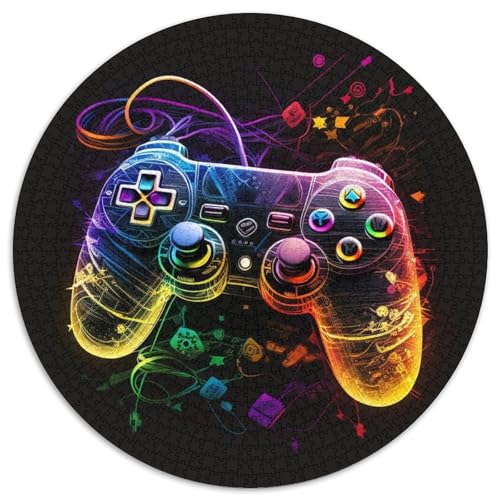 1000-teiliges Puzzle, Neon-Spiel, runde Puzzles mit 1000 Teilen für Erwachsene, entspannende Unterhaltung, Heimdekoration, 67,5 x 67,5 cm von LiJianXXE