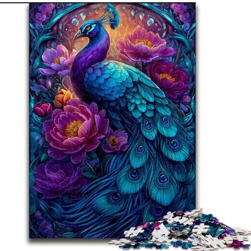 1000-teiliges Puzzle, Pfau, geeignet für Kinder ab 14 Jahren, Lernspiele für zu Hause, DIY-Spielzeug, Kunstwerk, Geschenk (Größe 50x75cm) von LiJianXXE
