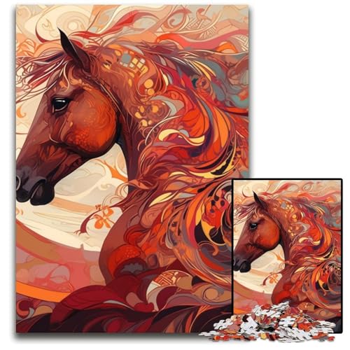 1000-teiliges Puzzle, Pferde-Puzzle aus Holz für Erwachsene, pädagogisches Denkspiel, künstlerische Heim- und Bürodekoration, ab 14 Jahren, 50x75cm/19,68x29,52 Zoll 1000-teiliges Puzzle, Pferde-Puzzle aus Holz für Erwachsene, pädagogisches Denkspiel, künstlerische Heim- und Bürodekoration, ab 14 Jahren, 50x75cm/19,68x29,52 Zoll von LiJianXXE
