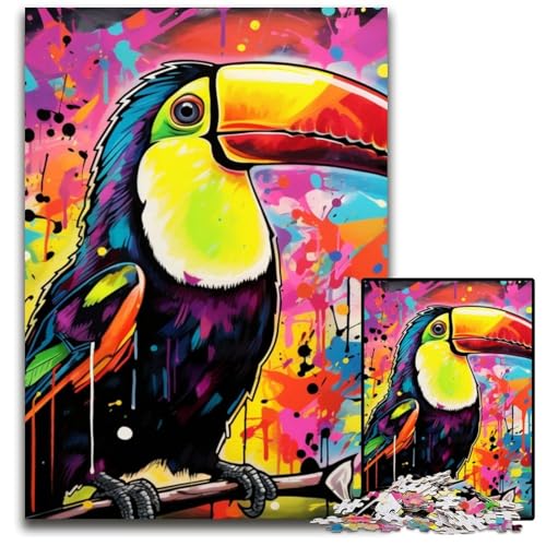 1000-teiliges Puzzle, Tukan-Graffiti-Malerei, Holzpuzzle für Erwachsene, pädagogisches Denkspiel, künstlerische Heim- und Bürodekoration, ab 14 Jahren, 50x75cm/19,68x29,52 Zoll 1000-teiliges Puzzle, Tukan-Graffiti-Malerei, Holzpuzzle für Erwachsene, pädagogisches Denkspiel, künstlerische Heim- und Bürodekoration, ab 14 Jahren, 50x75cm/19,68x29,52 Zoll von LiJianXXE