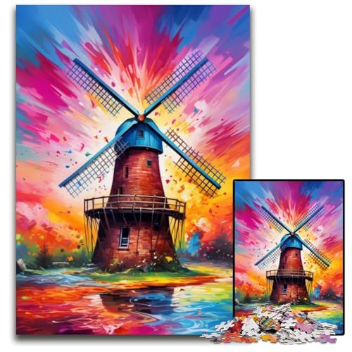 1000-teiliges Puzzle, Windmühle, Kartonpuzzle für Erwachsene, pädagogisches Denkspiel, künstlerische Heim- und Bürodekoration, ab 14 Jahren, 26x38cm/10,23x14,96 Zoll 1000-teiliges Puzzle, Windmühle, Kartonpuzzle für Erwachsene, pädagogisches Denkspiel, künstlerische Heim- und Bürodekoration, ab 14 Jahren, 26x38cm/10,23x14,96 Zoll von LiJianXXE