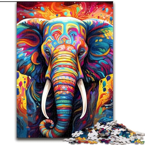 1000-teiliges Puzzle, buntes Elefanten-Puzzle aus Pappe, für Teenager und Jugendliche, ideales Geburtstags, 1000 Teile(26x38cm) von LiJianXXE