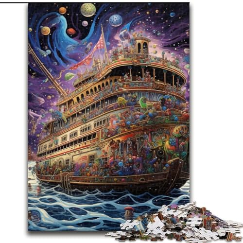 1000-teiliges Puzzle, buntes Piratenschiff-Puzzle aus Holz, anspruchsvolles Denkspiel für Teenager, perfekt als Heimdekoration oder Geschenk, 1000 Stück(50x75cm) von LiJianXXE