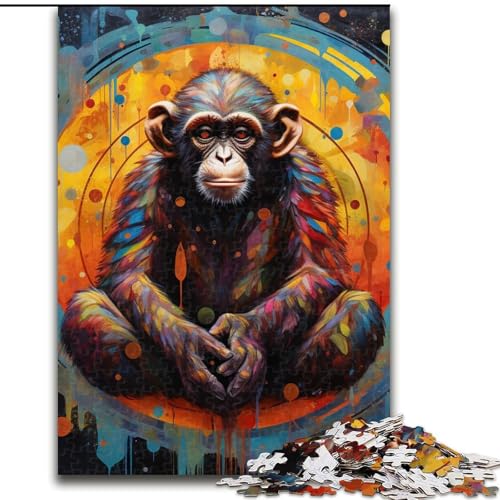 1000-teiliges Puzzle, farbenfrohe Gorilla-Kunst, aus Pappe, Geburtstage, Weihnachten, Halloween, Thanksgiving, Ostern, 1000 Stück(26x38cm) von LiJianXXE