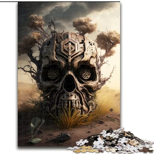 1000-teiliges Puzzle, wunderschöner Totenkopf aus Holz, EIN tolles Geschenk für Familienspaß, 50x75cm, Lernspielzeug für Teenager, Dekoration für das Homeoffice von LiJianXXE
