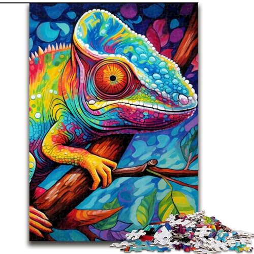 1000-teiliges Puzzle „Art Chameleon“ aus Holz, anspruchsvolles Denkspiel für Teenager, perfekt als Heimdekoration oder Geschenk, 1000 Stück(50x75cm) von LiJianXXE