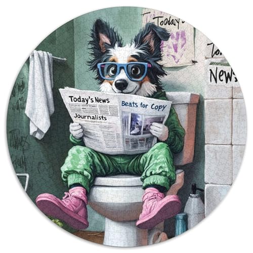 1000-teiliges Puzzle „Border Collie Go Toilet Impossible“ für Erwachsene für Feiertage, Geburtstage und Familienspieleabende, 67,5 x 67,5 cm von LiJianXXE