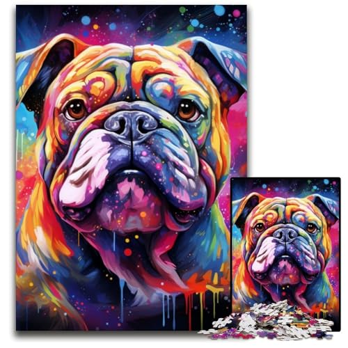 1000-teiliges Puzzle „Bulldog“, unmögliches Puzzle für Erwachsene, interaktives Familienspiel, Bastelgeschenk mit farbenfrohen Kunstwerken, 26x38cm/10,23x14,96 Zoll 1000-teiliges Puzzle „Bulldog“, unmögliches Puzzle für Erwachsene, interaktives Familienspiel, Bastelgeschenk mit farbenfrohen Kunstwerken, 26x38cm/10,23x14,96 Zoll von LiJianXXE