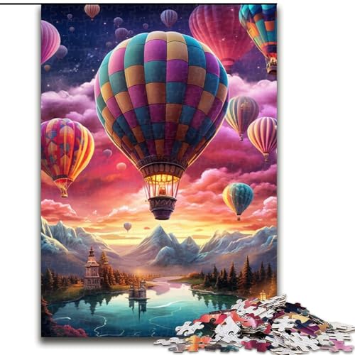 1000-teiliges Puzzle „Bunte Heißluftballons“ aus Holz, anspruchsvolles Denkspiel für Teenager, perfekt als Heimdekoration oder Geschenk, 1000 Stück(50x75cm) von LiJianXXE