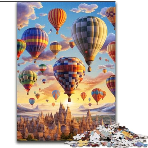 1000-teiliges Puzzle „Bunte Heißluftballons“ aus Pappe, Geburtstage, Weihnachten, Halloween, Thanksgiving, Ostern, 1000 Stück(26x38cm) von LiJianXXE