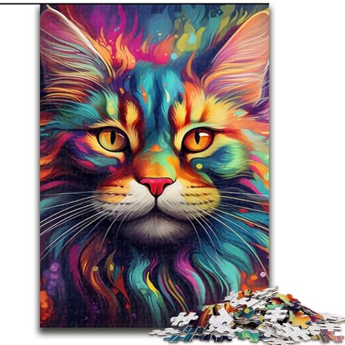 1000-teiliges Puzzle „Bunter Kunstluchs“ aus Holz, interaktives Familienspiel, geeignet für Kinder ab 14 Jahren, 50x75cm, Denksportaufgabe, Spiel für Erwachsene, interaktive Familienaktivität von LiJianXXE