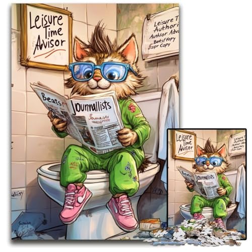 1000-teiliges Puzzle „Cat Go Toilet“, anspruchsvolle Puzzles, entspannende Unterhaltung, Heimdekoration, 26x38cm/10,23x14,96 Zoll 1000-teiliges Puzzle „Cat Go Toilet“, anspruchsvolle Puzzles, entspannende Unterhaltung, Heimdekoration, 26x38cm/10,23x14,96 Zoll von LiJianXXE