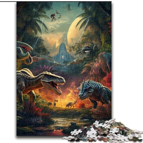 1000-teiliges Puzzle „Dinosaurierwelt“ aus Holz, anspruchsvolles Denkspiel für Teenager, perfekt als Heimdekoration oder Geschenk, 1000 Stück(50x75cm) von LiJianXXE
