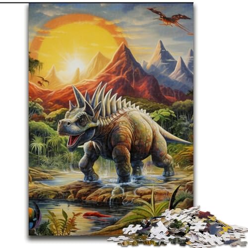 1000-teiliges Puzzle „Dinosaurierwelt“ aus Pappe, Geburtstage, Weihnachten, Halloween, Thanksgiving, Ostern, 1000 Stück(26x38cm) von LiJianXXE