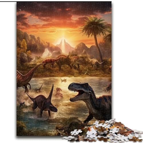 1000-teiliges Puzzle „Dinosaurierwelt“ aus Pappe, anspruchsvolles Denkspiel für Teenager, perfekt als Heimdekoration oder Geschenk, 1000 Stück(26x38cm) von LiJianXXE