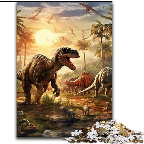 1000-teiliges Puzzle „Dinosaurierwelt“ aus Pappe, anspruchsvolles Denkspiel für Teenager, perfekt als Heimdekoration oder Geschenk, 1000 Stück(26x38cm) von LiJianXXE