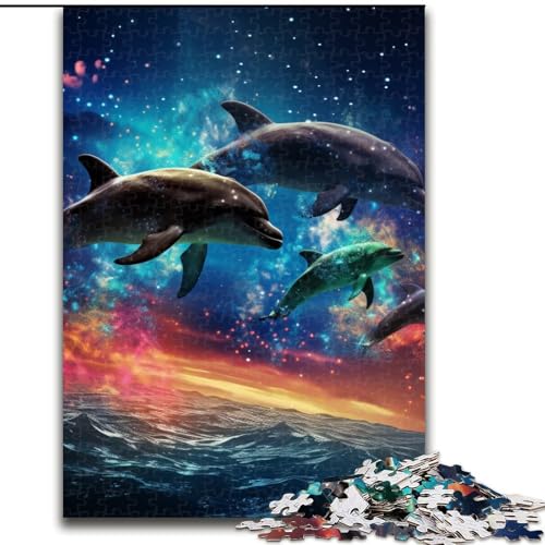 1000-teiliges Puzzle „Galaxie-Delfin“, Puzzle aus Pappe, Geburtstage, Weihnachten, Halloween, Thanksgiving, Ostern, 1000 Stück(26x38cm) von LiJianXXE