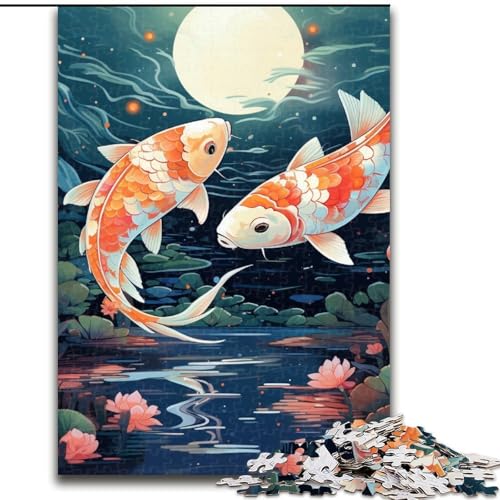 1000-teiliges Puzzle „Koi“ aus Holz, EIN tolles Geschenk für Familienspaß, 50x75cm, Lernspielzeug für Teenager, Dekoration für das Homeoffice von LiJianXXE