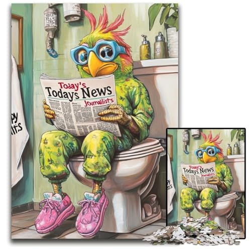 1000-teiliges Puzzle „Papagei geht auf Toilette“, Kartonpuzzle zum Entspannen und Herausfordern, farbenfrohe Kunst zur Heimdekoration, Freunde, 26x38cm/10,23x14,96 Zoll 1000-teiliges Puzzle „Papagei geht auf Toilette“, Kartonpuzzle zum Entspannen und Herausfordern, farbenfrohe Kunst zur Heimdekoration, Freunde, 26x38cm/10,23x14,96 Zoll von LiJianXXE
