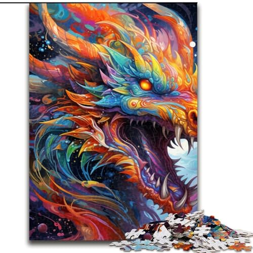1000-teiliges Puzzle „Psychedelic Art Dragon“ aus Pappe, anspruchsvolles Denkspiel für Teenager, perfekt als Heimdekoration oder Geschenk, 1000 Stück(26x38cm) von LiJianXXE