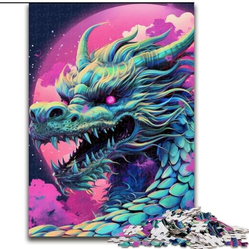 1000-teiliges Puzzle „Psychedelic Art Dragon“ aus Pappe, anspruchsvolles Denkspiel für Teenager, perfekt als Heimdekoration oder Geschenk, 1000 Stück(26x38cm) von LiJianXXE