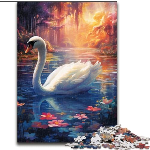 1000-teiliges Puzzle „Psychedelic Art Swan“ aus Pappe, anspruchsvolles Denkspiel für Teenager, perfekt als Heimdekoration oder Geschenk, 1000 Stück(26x38cm) von LiJianXXE