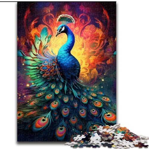 1000-teiliges Puzzle „Psychedelischer Pfau“ aus Pappe, Geburtstage, Weihnachten, Halloween, Thanksgiving, Ostern, 1000 Stück(26x38cm) von LiJianXXE