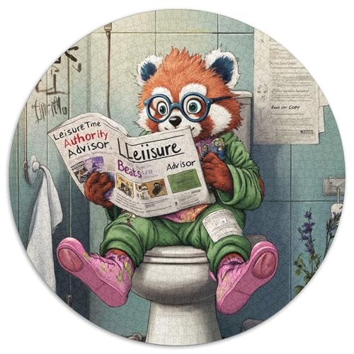 1000-teiliges Puzzle „Red Panda Go Toilet Impossible“ für Erwachsene für Feiertage, Geburtstage und Familienspieleabende, 67,5 x 67,5 cm von LiJianXXE