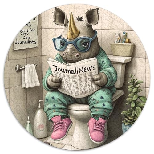 1000-teiliges Puzzle „Rhino Go Toilet Impossible“ für Erwachsene für Feiertage, Geburtstage und Familienspieleabende, 67,5 x 67,5 cm von LiJianXXE